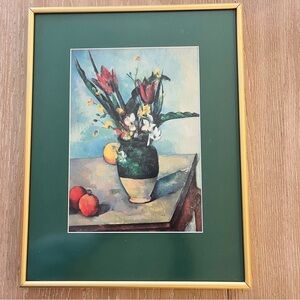 Framed and Matted Cezanne Vase of Tulips Print 11.5” x 15”